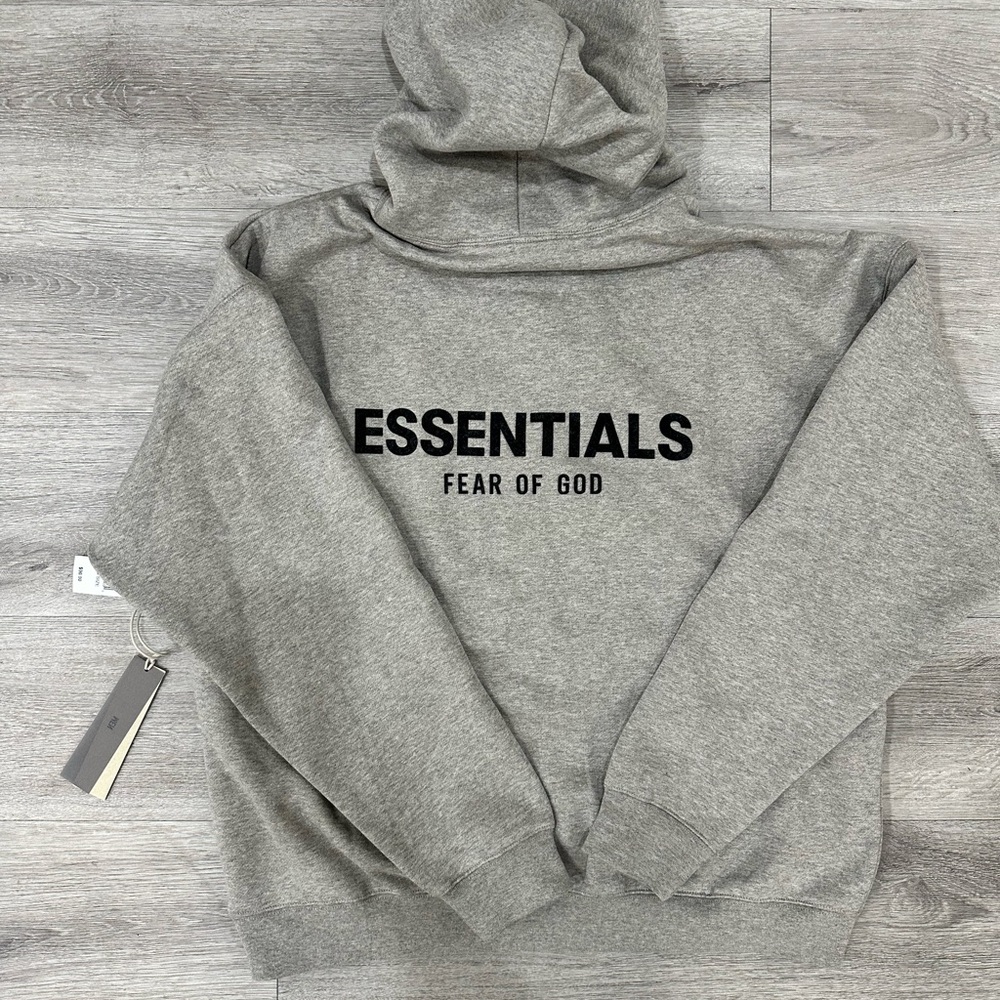 Essentials dark Oatmeal Mens hoodie - Picture 3 of 3